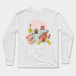 Pair of female hands cutting tomatoes. Autumn preserve. Long Sleeve T-Shirt